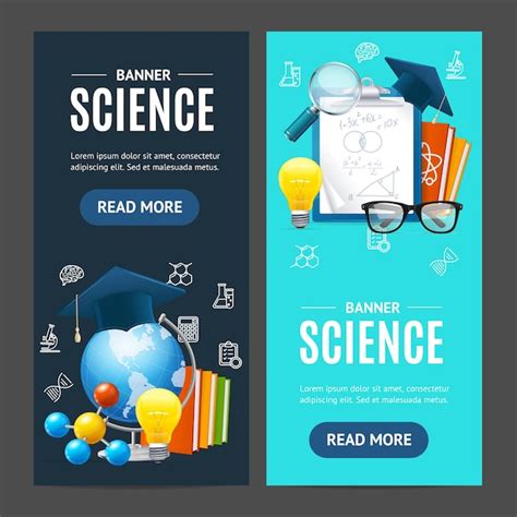 Premium Vector Science Banner Vecrtical Set Vector