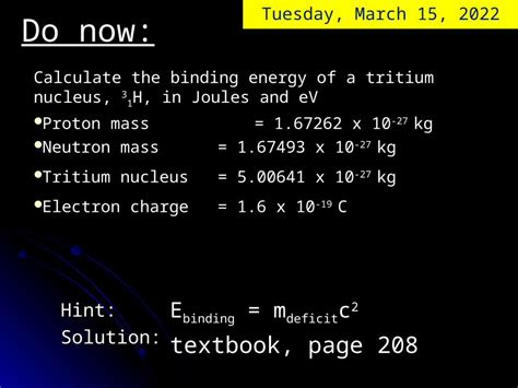 Ppt Calculate The Binding Energy Of A Tritium Nucleus H In