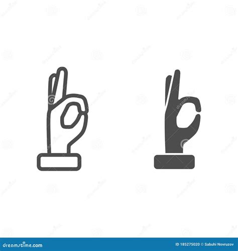 Gebaar Oke Lijn En Stevig Pictogram Hand Gebaren Concept Ok Handsymbool