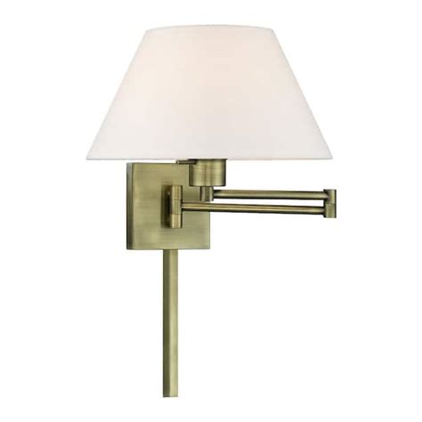 Aviance Lighting Atwood 1 Light Antique Brass Plug In Hardwired Swing Arm Wall Lamp With Off