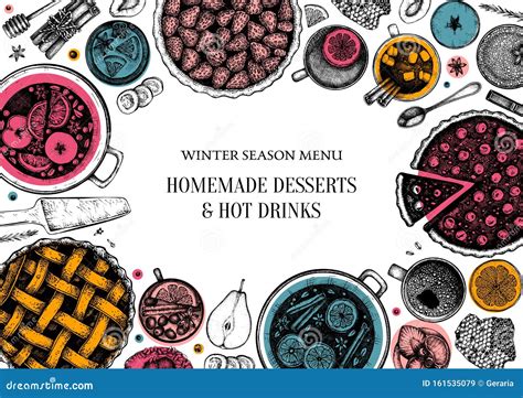 Hot Drinks Homemade Pies And Desserts Background Winter Food And Drinks Top View Backdrop