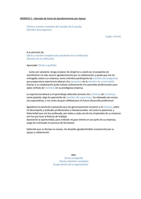 Modelo De Carta De Agradecimiento Por Colaboraci N En Investigaci N