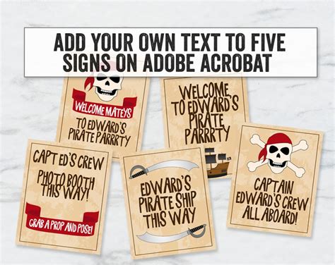 Printable Pirate Themed Party Signs Printable Pirate Party - Etsy