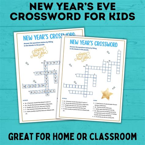 New Years Eve Crossword For Kids Kids Games Kids Crosswords Kids