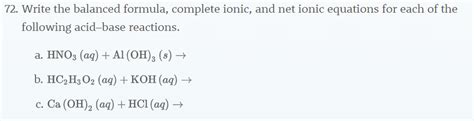 Solved Write The Balanced Formula Complete Ionic And Net