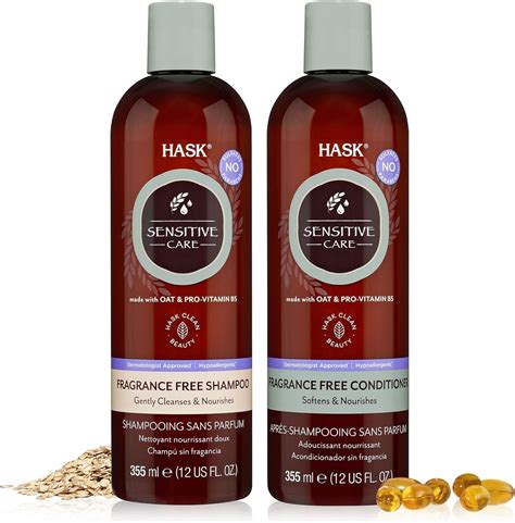 Hask Sensitive Care Shampoo And Conditioner Set For All Hair Types Fragrance Free Vegan Color