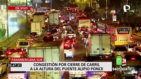 Panamericana Sur reportan congestión vehicular por cierre de carril y