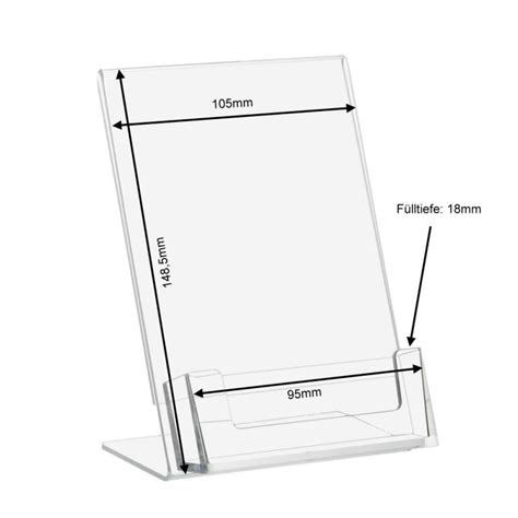 L Aufsteller Din A Hoch Mit Visitenkartenfach Acrylhaus