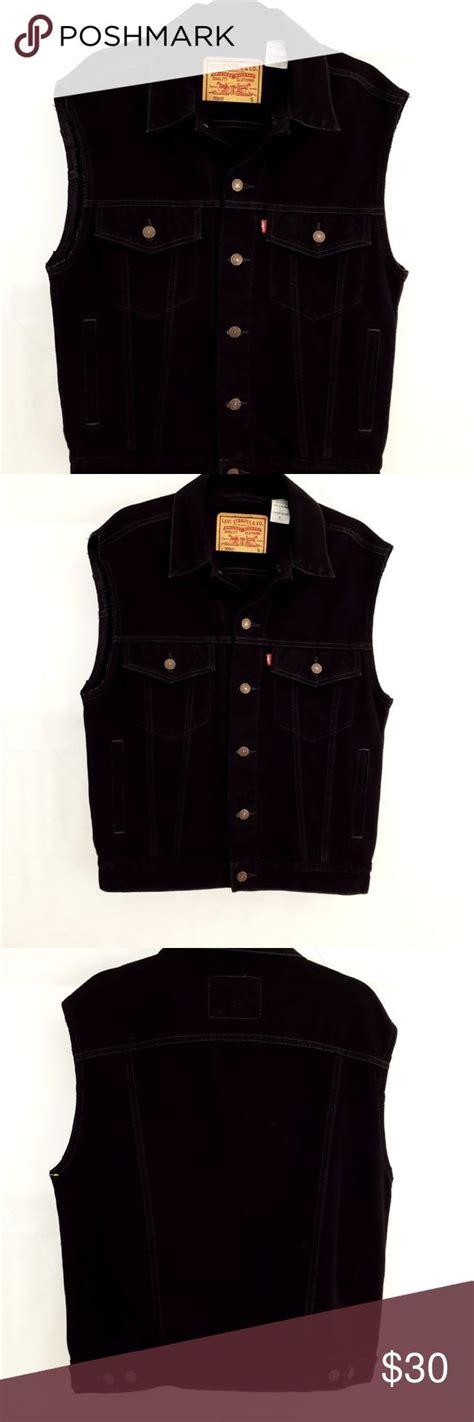 Levis Mens Trucker Vest Trucker Fit Blk Denim S Blk Denim Levi Denim