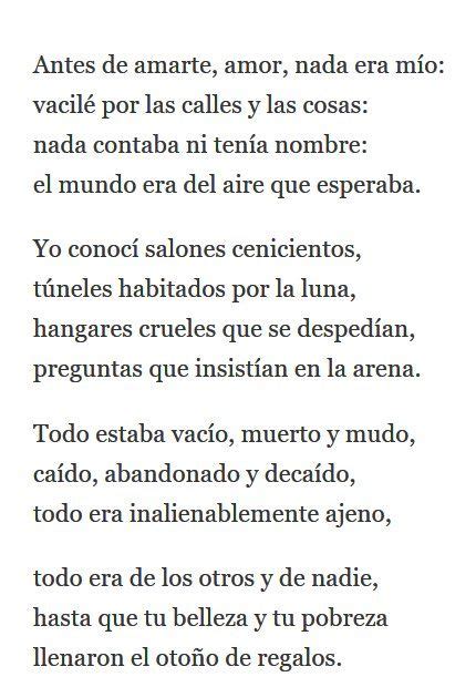 Soneto Xxv Pablo Neruda Antes De Amarte Amor Nada Era M O Vacil Por