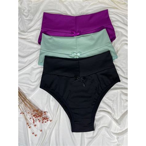 Kit Calcinhas Cinta Cintura Alta Aperta Culote Reduz Medidas Adulto Lingerie Feminina