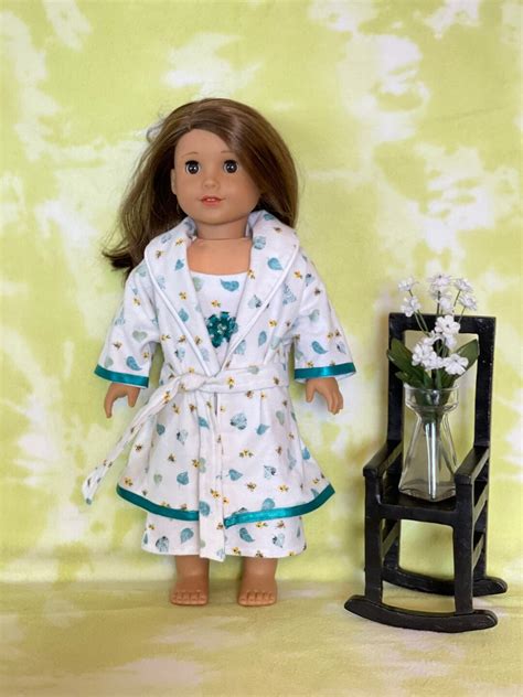 Cool Summer Nights 18 Doll Nightgown And Robe Fits Ag Doll Nightie And Robe In Floral Flannel