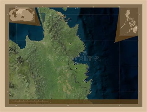 Surigao Del Sur Philippines Low Res Satellite Major Cities Stock