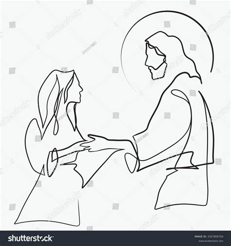 Continuous Line Drawing Of Jesus Christ Vector Royalty Free Stock