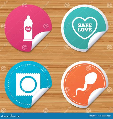 Safe Sex Love Icons Condom In Package Symbols Stock Vector Illustration Of Protection