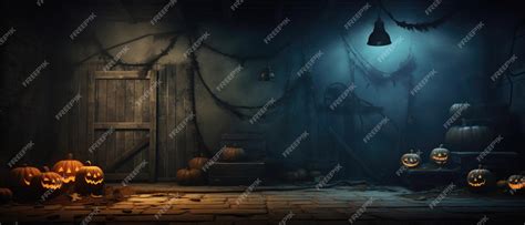 Premium AI Image | Halloween spooky background scary pumpkins in creepy ...