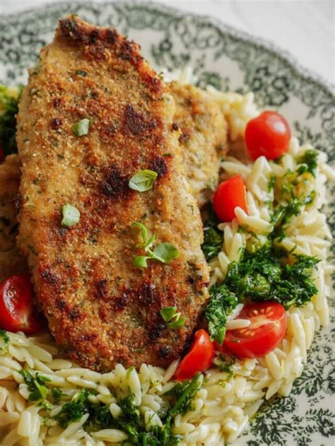 Chicken Cutlet With Creamy Lemon Orzo Foodbymaria