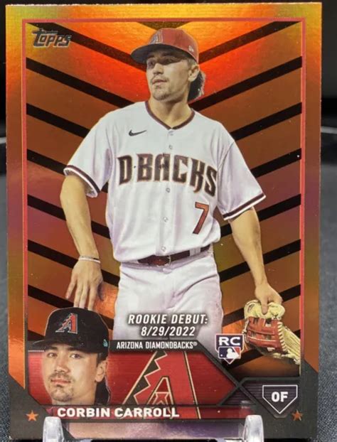 CORBIN CARROLL RC 2023 Topps Update Series recrue débuts orange et noir