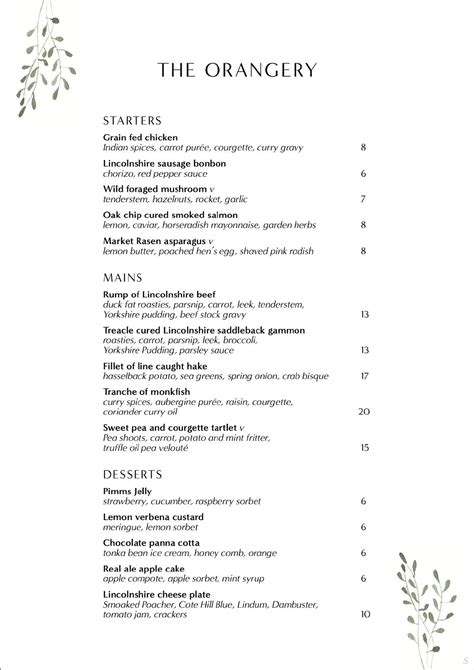 Menu at Laceby Manor - Spa and Golf Resort pub & bar, Grimsby