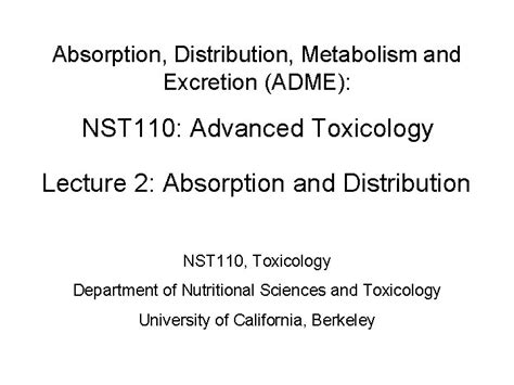 Absorption Distribution Metabolism And Excretion Adme Nst