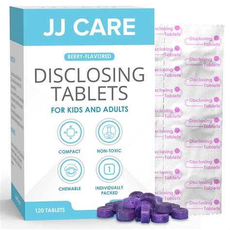 JJ Care Teeth Plaque Disclosing Tablets (120 Count) - Berry Flavor for ...