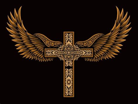 Premium Vector Classic Engraved Christian Cross Vector Design Color