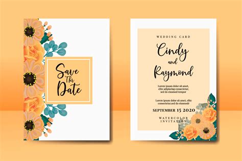 Floral Frame Wedding Invitation Zinnia Graphic By Dender Studio