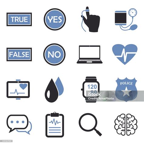 Lie Detector Icons Two Tone Flat Design Vector Illustration Stock