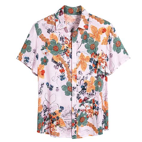 Zcfzjw Mens Flower Casual Button Down Short Sleeve Hawaiian Bowling