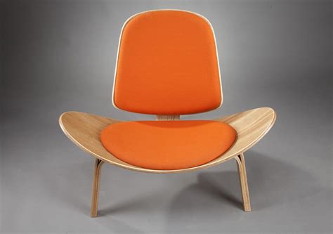 Vintage Shell Chair By Hans Wegner 1963 Hans Wegner Orange Fabric