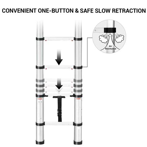 One Button Retraction Aluminum Telescopic Multi Purpose Ladder