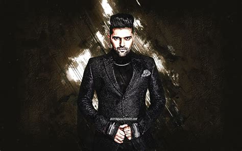 Guru Randhawa Indian Singer Portrait Gray Stone Background Creative