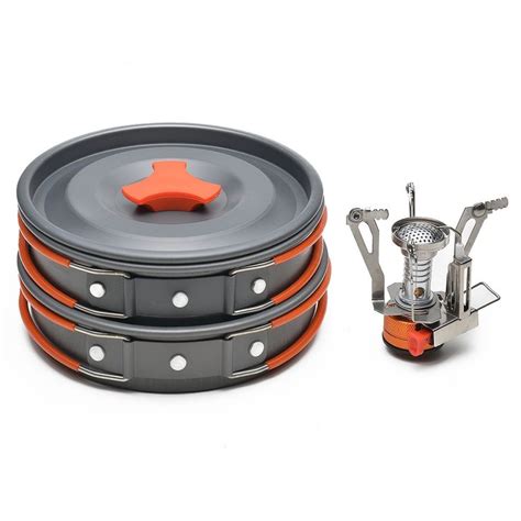 Odoland Camping Cookware Kit With Mini Camping Stove Best 1 2 Person