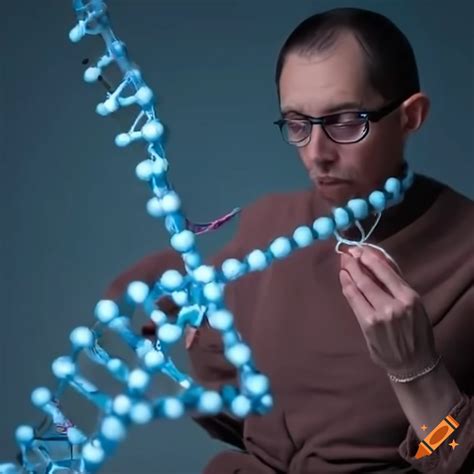 Man Knitting With Dna Molecules