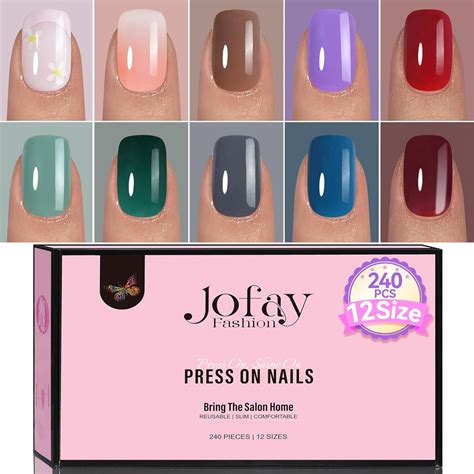 Jofay Fashion Nails Tips Press On Nails Short Kit Acrylic Fake Nails With 7ml Glue