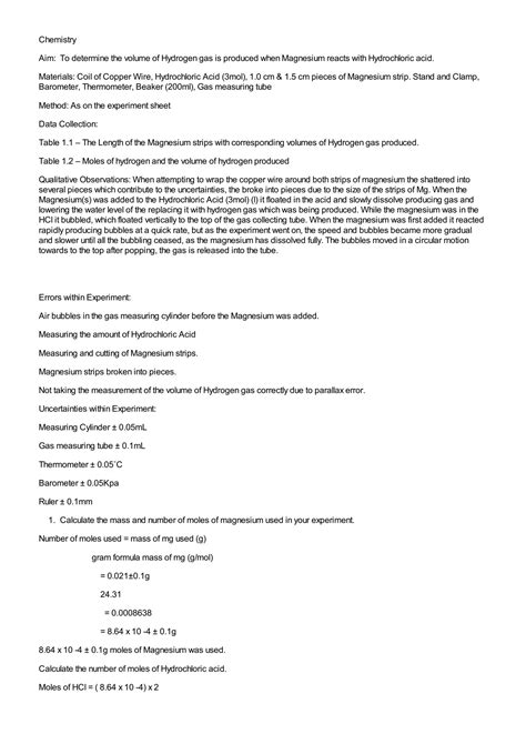 Solution Molar Volume Of Hydrogen Studypool