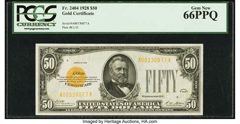 Fr 2404 50 1928 Gold Certificate Pcgs Gem New 66ppq Small