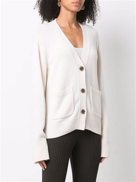 Lisa Yang Danni Cashmere V Neck Cardigan In White Modesens