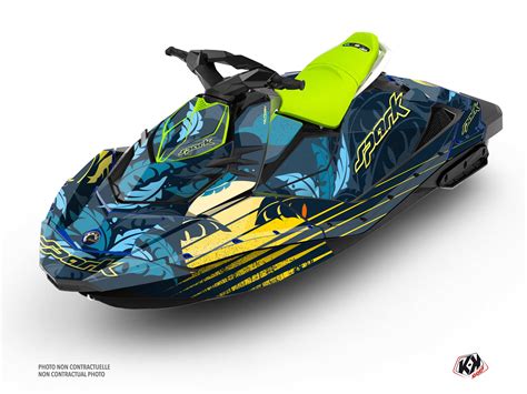 Seadoo Spark Jet Ski Sunset Full Graphic Kit Blue Kutvek Kit Graphik