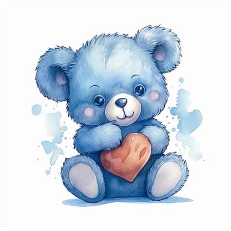 Premium Ai Image There Is A Blue Teddy Bear Holding A Heart In Its