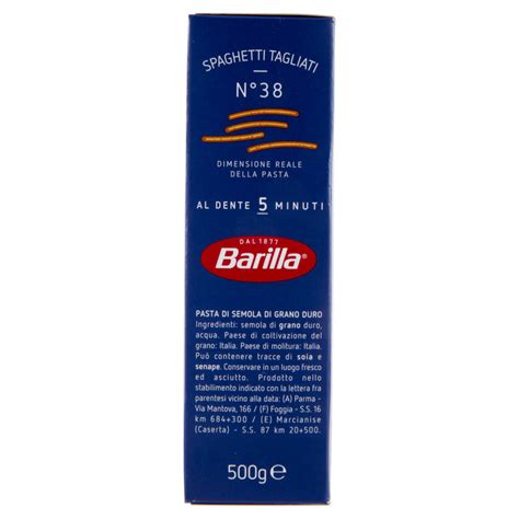 Barilla Pasta Spaghetti Tagliati N 38 100 Grano Italiano 500 G