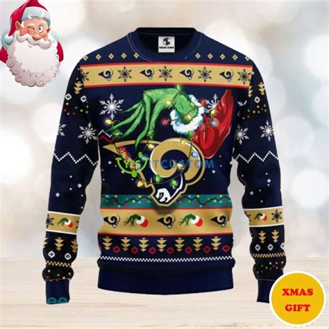 Los Angeles Rams Grinch Hand Funny Christmas Aop Sweater Yesitcustom