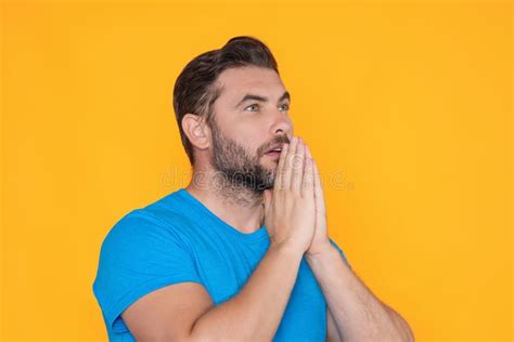 Christian Religion Man Praying Isolated Portrait Of Male Pray Man