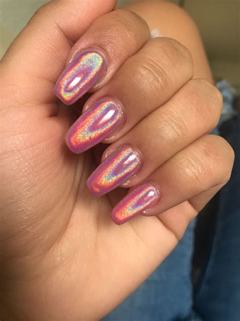 Pink Holographic Nails Nail Designs