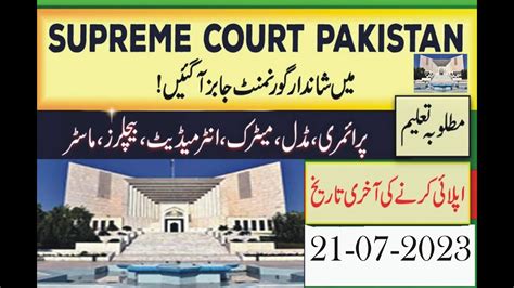 New Govt Jobs In Supreme Court Pakistan Latest Jobs Vacancies In