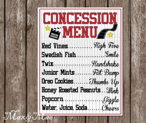 Concession Sign Printable