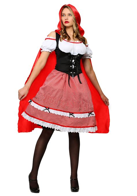 Womens Red Riding Hood Knee Length Dress Costume