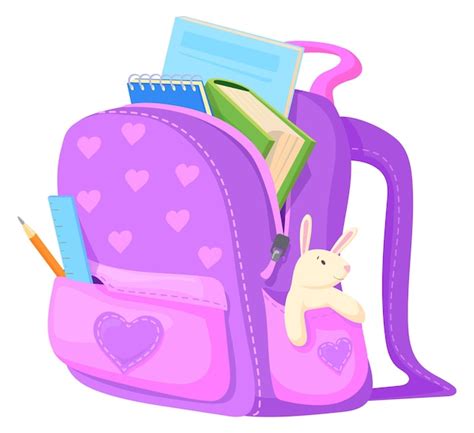 Icono De Dibujos Animados De Mochila Escolar Completa Bolsa De