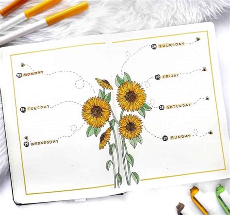 29 Sunflower Themed Bujo Spreads For Inspiration Atinydreamer