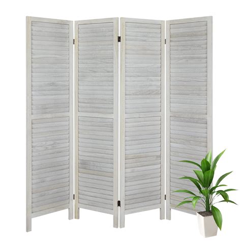 Buy ECOMEX Room Divider 4 Panel With Louvered Design 5 6ft Tall Wood